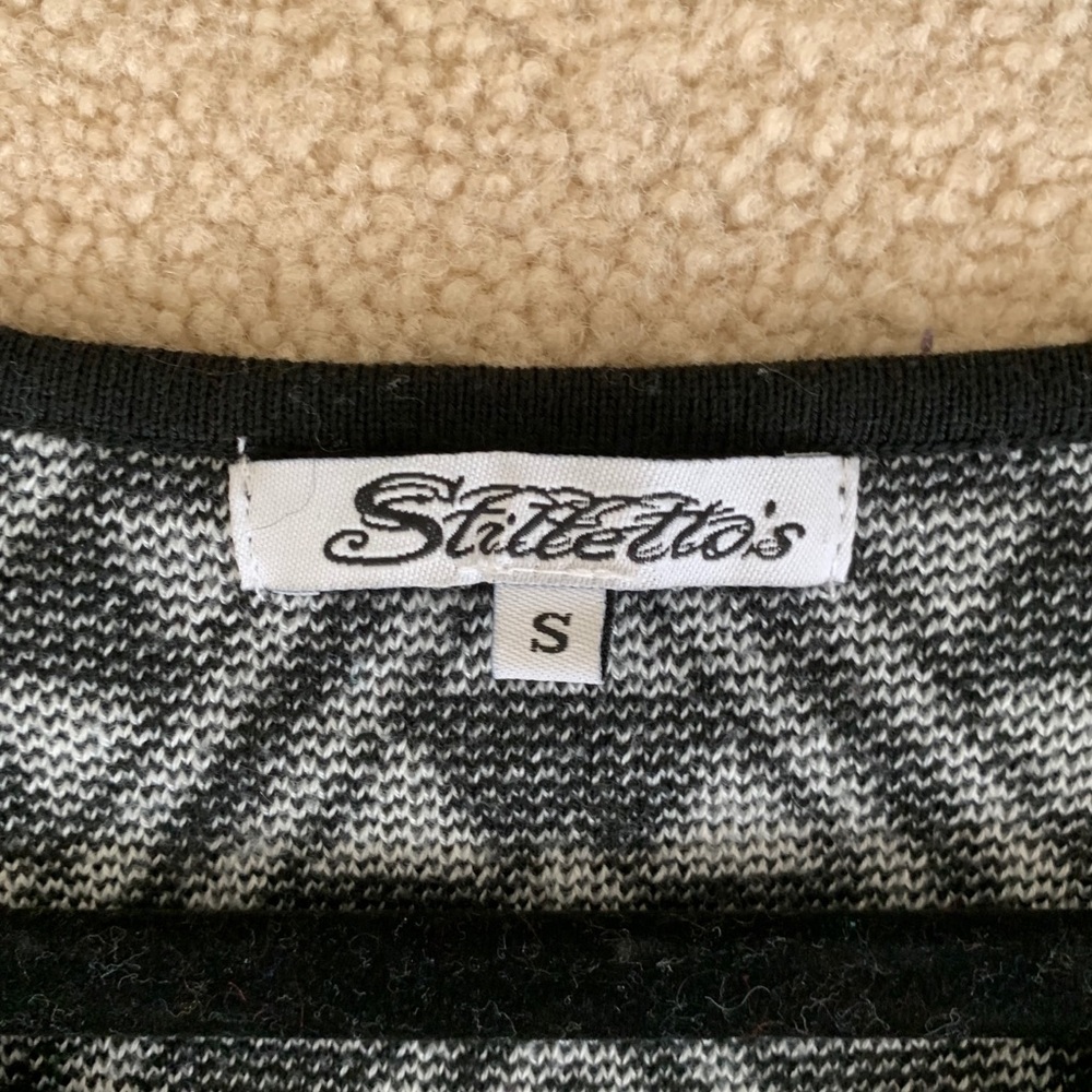 Black and White Sweater Dress Diamond Pattern - Picture 3 of 5